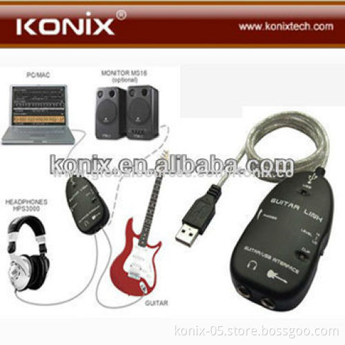 Black/White USB Guitar Link Cable for PC/Mac Recording China Electric Guitar Accessory